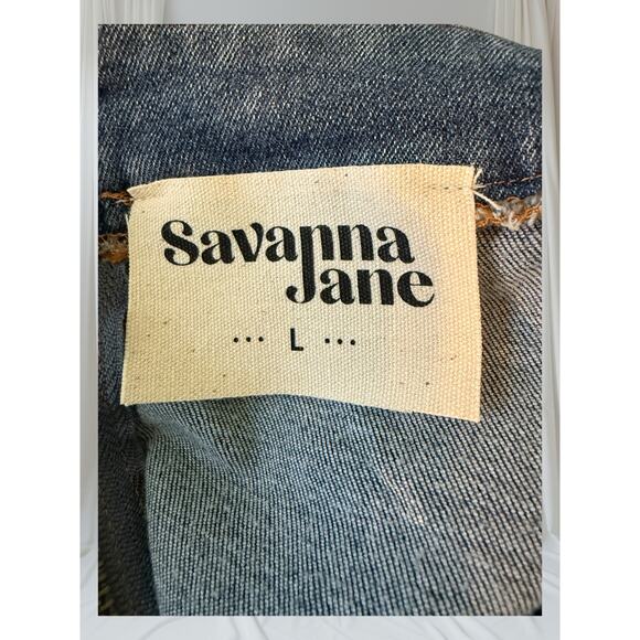 Savanna Jane Embroidered Denim Skirt Floral Boho Western Style Size Large - Picture 6 of 6